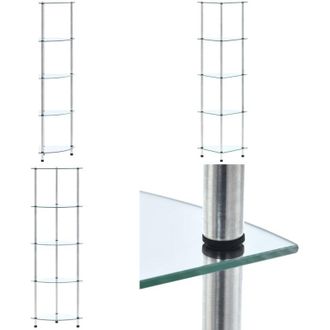vidaXL Scaffale a 5 Livelli Trasparente 30x30x130cm in Vetro Temperato - Scaffale in vetro temperato - Scaffale trasparente