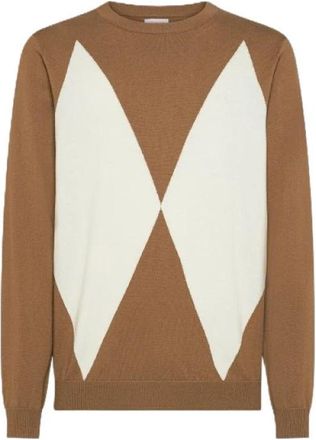 Sun 68 Trui met Argyle-patroon en ronde hals - Heren - Ronde hals truien - Beige - M - Katoen - Truien & Vesten