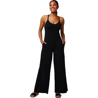 Fabletics Cloud Jersey Wide Leg Jumpsuit in Black at Nordstrom, Size Xx-Large