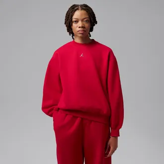 Nike Jordan Womens Jordan Brooklyn Fleece Crew-Neck Sweatshirt in Red | IM7288-687