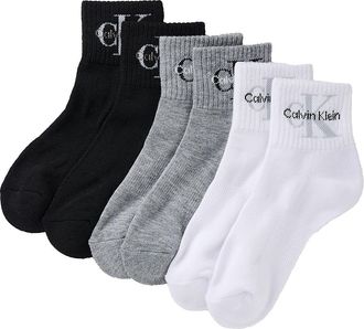 Calvin Klein Womens Monologo Athletic Quarter 6-Pack Socks - Multi