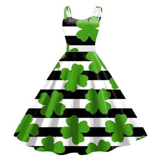 Generic Womens St Patricks Day Fancy Dress Leprechaun Costumes Ireland Irish Lucky Shamrock Dress Saint Patricks Day Green Irish Outfits Gown CocktailGreen Sl