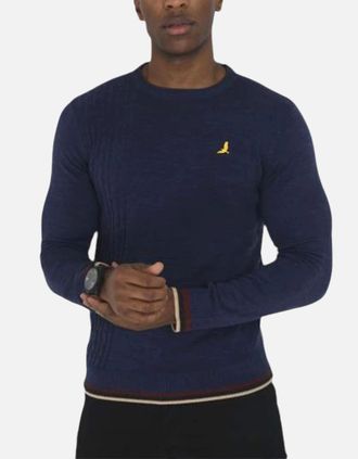 Brave Soul Mens BRAVE SOUL Mens Pullover Jumper Long Sleeve Crew Neck Sweater Plain Casual Top - Navy - Size: 42