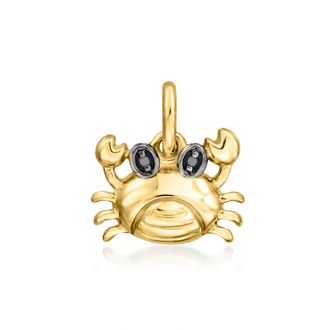 RS Pure by Ross-Simons 14kt Yellow Gold Crab Charm With Black Diamonds