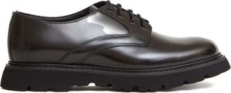 Doucal's Polished Black Leather Derby Shoe With Ultra-Light Sole