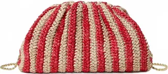Loeffler Randall Womens Bailey Crochet Clutch Bag In Red/natural