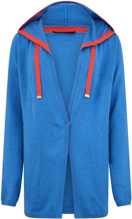 Moorer Lange Cardigan met Capuchon - Dames - Vesten - Blauw - S - Wol - Truien & Vesten
