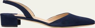 Manolo Blahnik Aspro Suede Slingback Ballerina Pumps