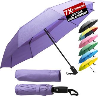 Zeno Travel Umbrella Compact - Small Umbrella for Backpack & Purse, Portable Automatic Umbrellas for Rain, Windproof, Reinforced Fiberglass Ribs, Water-Rep