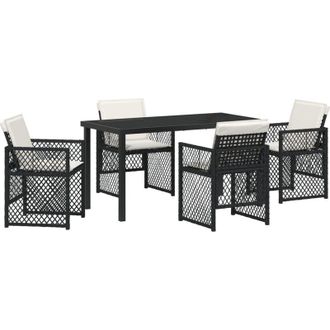 vidaXL Garden Dining Set 5 pcs Black Poly Rattan Vidaxl