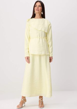 Trendyol Modest Dames Geel Effen Maxi Lang Casual Skater Modest Jurken