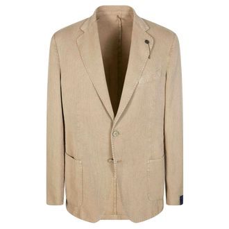 Santaniello Blazers, male, Beige, Size: 2XL Giacca Lino Ramie