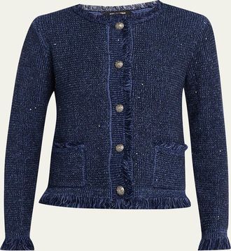 Kobi Halperin Kailey Fringe-Trim Sequin Knit Sweater