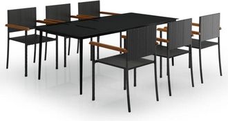 vidaXL 7 Piece Garden Dining Set Black vidaXL