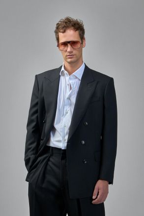 Tom Ford High Twist Broken Twill Double-Breasted Jacket