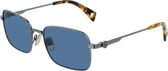 Lanvin Accessoires, unisex, Grijs, ONE Size, Grijze metalen zonnebril met blauwe lens