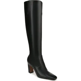 Franco Sarto Bowman Snakeskin Embossed Knee High Boot in Black Smooth at Nordstrom Rack, Size 9.5 Regular Calf
