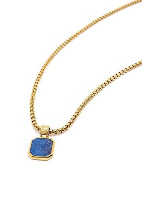 Nialaya Square Lapis Pendant Necklace in Blue Lapis /Gold at Nordstrom