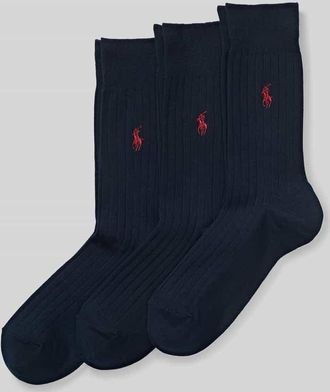 Ralph Lauren Socken mit Logo-Stitching im 3-er-Pack in Dunkelblau, Gr&ouml;&szlig;e 39-42