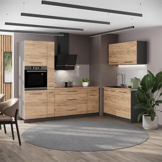 Vicco Cucina Fame-line, Rovere Dorato/antracite, 220 X 120 Cm, Pl Rovere, Vicco