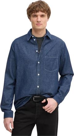 Sams&oslash;e & Sams&oslash;e Saryan P Shirt - Heren - Spijkeroverhemden - Blauw - S - Katoen - Overhemden