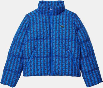 Lacoste Womens Hooded Monogram Print Puffer Jacket - Multi - Size: 10