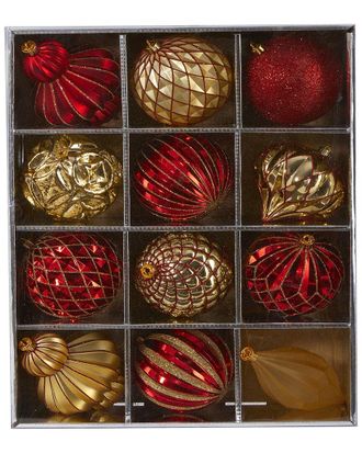Nearly Natural Set of 12 Luxe Shatterproof Christmas Tree Ornaments