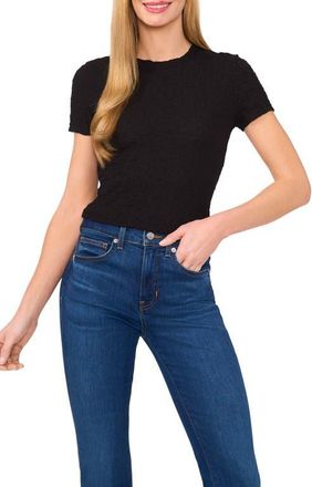 CeCe by Cynthia Steffe Puckered Knit Baby Tee in Rich Black at Nordstrom, Size X-Small