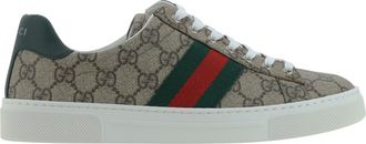 Gucci Womens Platform Sneakers Beige-Ebony-Green Beige-Ebony-Vrv-Green Rubber Sole Trainers Beige/ebony/vrv/green