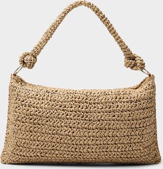 Simons Womens Knotted tubular handle braided-straw bag