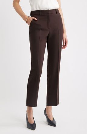 Nordstrom The Lena Slim Cropped Trousers in Brown Mole at Nordstrom, Size 10