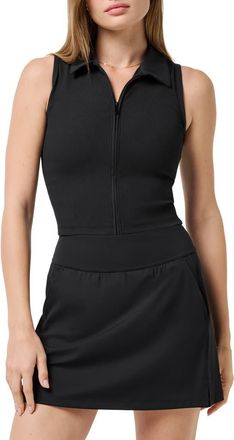 Travis Mathew Moveknit Zip Crop Top in Black at Nordstrom, Size Xx-Large