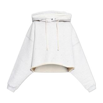 Golden Goose Hoodies, female, Gray, Size: XS Star Cropped Hooded Sweatshirt