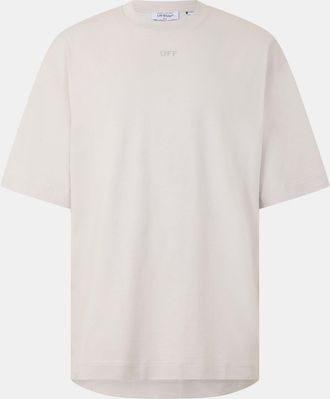 Off-white Mens Off White Brics Skate Lettering Regular Fit T-Shirt in Light Stone - Grey - Size X-Large