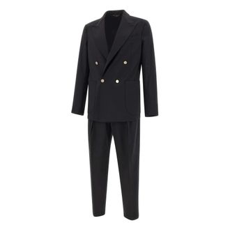 BRIGLIA 1949 Double Breasted Suits, male, Black, Size: XL Bolgheri Two-Piece Suit