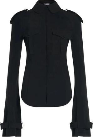 Jean Paul Gaultier Militair Shirt - Dames - Overhemden - Zwart - XS - Polyester - Overhemden