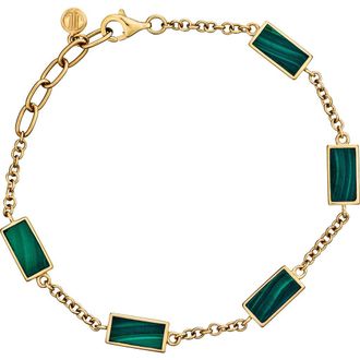 Jan Leslie Five Station Dash Rectangle Bracelet In Sterling With 18K Gold Overlay in Green at Nordstrom