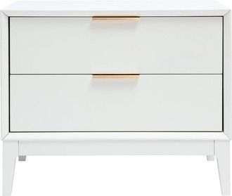 Miliboo Miliboo - Mesita De Noche Blanca Mate Y Metal Dorado Con Almacenamiento L60 Cm Giana