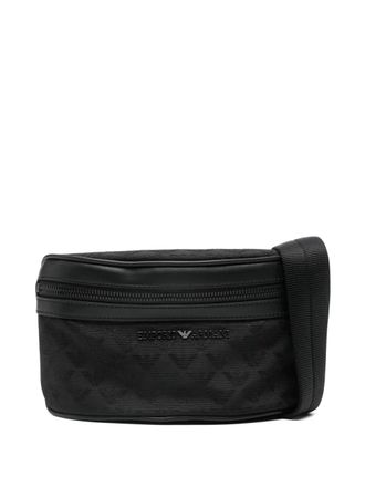Emporio Armani logo-pattern belt bag - men - Fabric - OS - Black