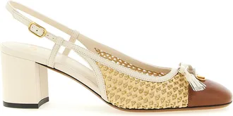 Valentino Garavani Beige Goatskin Mid Heel Womens Pumps