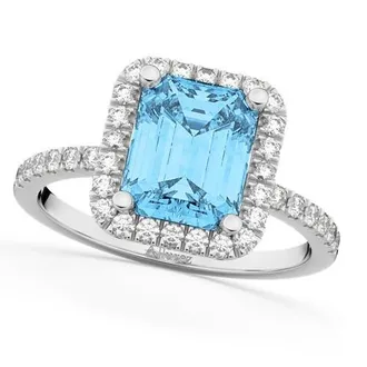 Allurez Blue Topaz & Diamond Engagement Ring 14k in 3.32Ct/white Gold at Nordstrom, Size 8.5