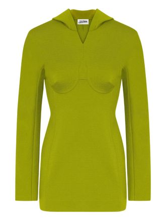 Jean Paul Gaultier hooded long-sleeves mini dress - women - Viscose/Polyamide/Spandex/Elastane - 38 - Green