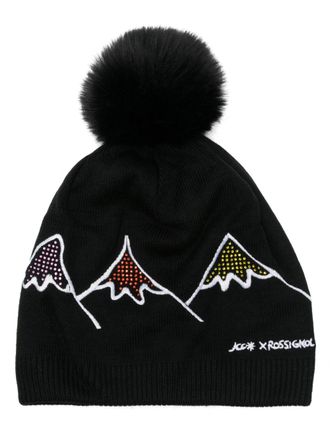 Rossignol x JCC crystal-embellished beanie hat - women - Polyester/Acrylic - One Size - Black