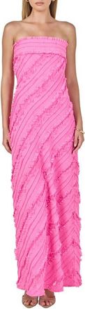 endless rose Ruffle Strapless Maxi Dress in Hot Pink at Nordstrom, Size Medium