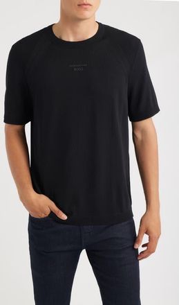 BOSS Porsche Spirit 70 Logo Short Sleeve Sweater in Black at Nordstrom, Size Xx-Large