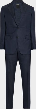 Ermenegildo Zegna Mens Tonal Stripe Wool Two-Piece Suit