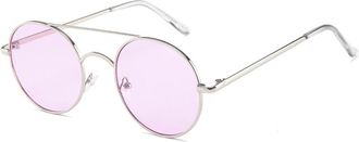 Generic Metal Round Frame Womens Sunglasses Outdoor Driving Mens Commuter Sun Glasses(Purple)