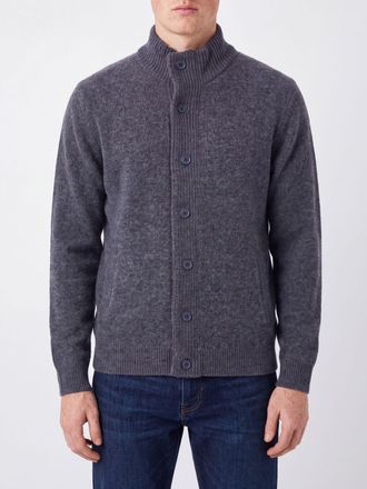 Barbour Cardigan in pura lana con collo alto e chiusura a bottoni