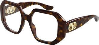 Valentino Glasses, female, Brown, Size: 51 MM Geometric-frame Eyeglasses