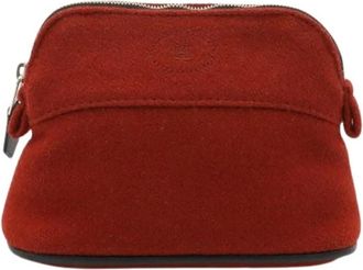 Herm&egrave;s Pre-owned Bolide Pouch 16 Felt Leather Red | Black - Dames - Vintage Clutch - Rood - ONE Size - Leer - Vintage